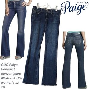 PAIGE Women's Flare Jeans - Dark Blue